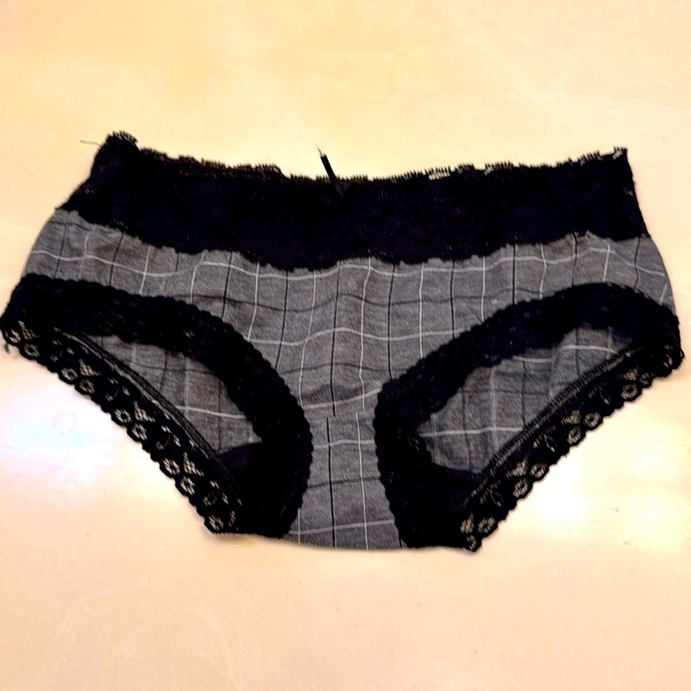 Black Lace Plaid Style Panties